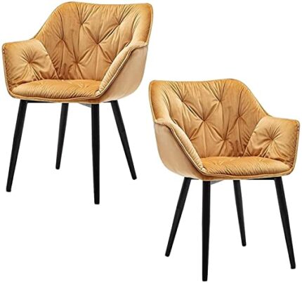 Kitchen Dining Room Furniture Chairs Dining Chair Set Of 2 Modern Velvet Living Room Bedroom Kitchen Armchair Metal Legs Lounge Chair Home Chair