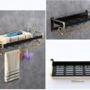 XHALERY Towel Rack Bathroom Towel Rail Wall-Mounted,Advanced Modern Fashion,Durable Double-Layer Space Aluminum Rack(Color:Black)