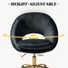 FABRICATION HAUS Desk Home Swivel Office Chair Velvet Height Adjustable Armless Padded Cushion Task with Gold Base Mid Back Comfy Computer Chair