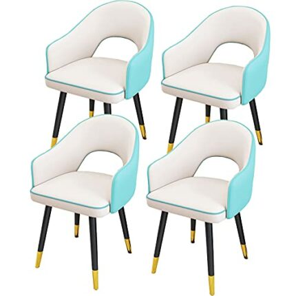 Kitchen Dining Room Furniture Chairs Dining Chairs Set Of 4,Water Proof Leather Kitchen Chairs with Carbon Steel Legs,Modern High Back Padded Sof