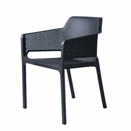 JJZXD Plastic Chairs For Kitchen Adult Backrest Armrest Furniture Dining Chair PP Hollow Living Room Chair (Color : Argento, Size : Light Grey)