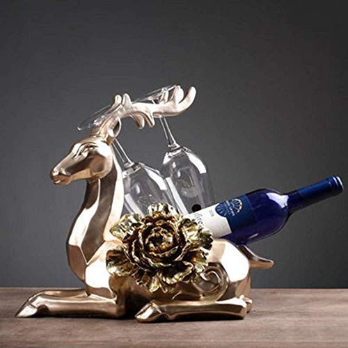 PIBM Stylish Simplicity Wine Racks Free Standing Resin,Creative European Style Moose,Home Decorations Restaurant,Countertop Display Bottle Rack C