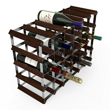 RTA 30 Bottle Traditional Wine Rack-Fully Assembled-Dark Pine (FSC),63 x 43 x 23 cm