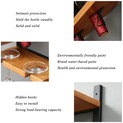 Rustic Wall Mounted Wood Vertical Wine Rack Holder Storage Display Shelf Organizer for 4 Bottles - Home, Kitchen, Dining Room Bar Decor - Wood