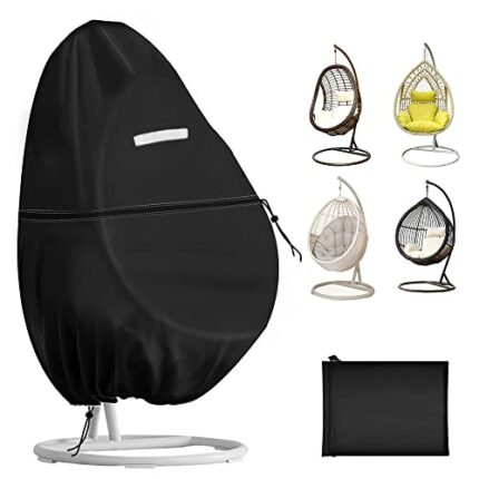 Czyan Egg Chair Cover, Patio Hanging Chair Cover 190*115cm Double Drawstring 420D Silver Coated Oxford Fabric Double Layer Waterproof UV-Anti Win