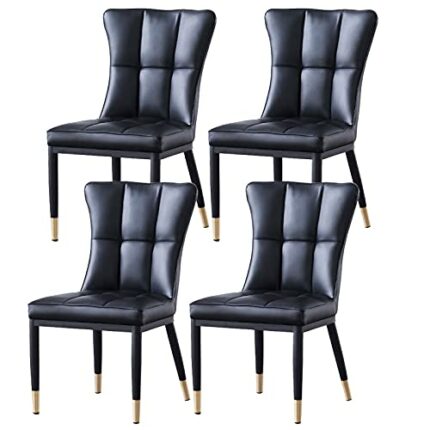 dining chair Kitchen Dining Room Furniture Chairs Dining Chairs Set Of 4 Matte PU Leather Upholstered Side Chairs Mid Century Modern Metal Leg Li