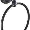 RAKUTE Black Bronze Brushed Towel Ring, Retro Towel Rack, Bathroom Pendant Black Round Towel Holder Bathroom Ring