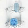 WENKO 20640100 2-Tier Corner Rack Classic - fixing without drilling, Steel, 26.5 x 26.5 x 19.5 cm, Chrome