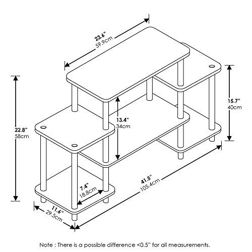 Furinno Turn-N-Tube No Tools Entertainment Center, TV Unit, TV Stands, French Oak/Black, 105.4 (W) x 58 (H) x 29.5 (D) cm