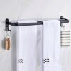 RSOCHS Bathroom Towel Holder Wall Mounted Black Single Double Rod Towel Rack With Hook Space Aluminum Towel Hanger Bathroom Accessories