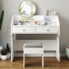 EYHLKM Vanity Stool Bedroom Makeup Vanity Bench Piano Seat with Upholstered Seat