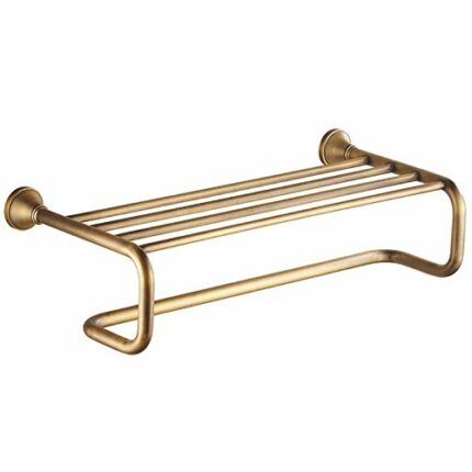 Towel Rack Copper Double Layer Wall Mounted Metal Rustproof Towel Holder Electroplated Surface Bedroom Storage Rack for Bathroom Hotel Kitchen