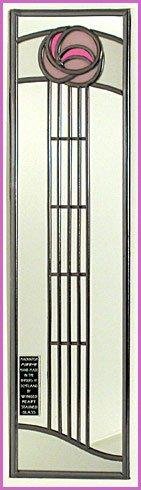 Decorative Stained Glass Mirror in a Glasgow Art School Rosebud Design in Pink