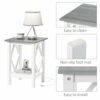 3imothrix End Table with Charging Station, Side Table with USB Ports and Outlets, Nightstand, 2 Tier End Table with Storage Shelf for Living Room