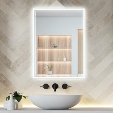 Elefloom LED Bathroom Mirror, 28 × 20 Front and Backlit Vanity Mirror