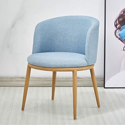 WALNUT Dining Room Chairs Nordic Style Dining Table With Chairs Set Furniture Cotton Linen Solid Wood Hotel Kitchen Restaurant Stool (Color : Blu