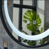 round Bathroom Mirror with Illuminated Led White Light Iron Frame with Sling and Demister Pad Touch Sensor Makeup 2 Colors,Size: Φ60/70Cm, Blacka