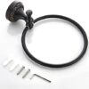 RAKUTE Black Bronze Brushed Towel Ring, Retro Towel Rack, Bathroom Pendant Black Round Towel Holder Bathroom Ring