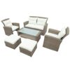 TJLSS Patio Furniture Set, 4 Piece Outdoor Conversation Set All Weather Wicker Sectional Sofa With Ottoman And Cushions
