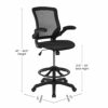 Flash Furniture Mid-Back Black Mesh Ergonomic Drafting Chair with Adjustable Foot Ring and Flip-Up Arms, Metall, Schwarz, 68.58 x 68.58 x 125.73