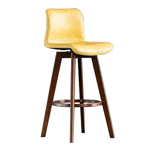 N/A Bar Stools Set of 2, Swivel Bar Chair Rubberwood High Stools, with Upholstered Backrest Seat & Footrest, for Kitchen Counter Dining Room Isla