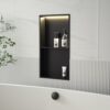 Bernkot Stainless Steel Shower Niche 24" X 12" Matte Black Double Shelves with Led Light No Tile Needed Recessed Shower Shelf for Bathroom