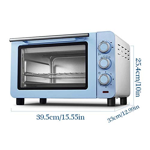 Oven Automatic Mini Oven Electric with 60 Minute Timer Including Baking Tray and Anti-Scalding Gloves 1200w Cooking Power 15L Capacity Blue Pink