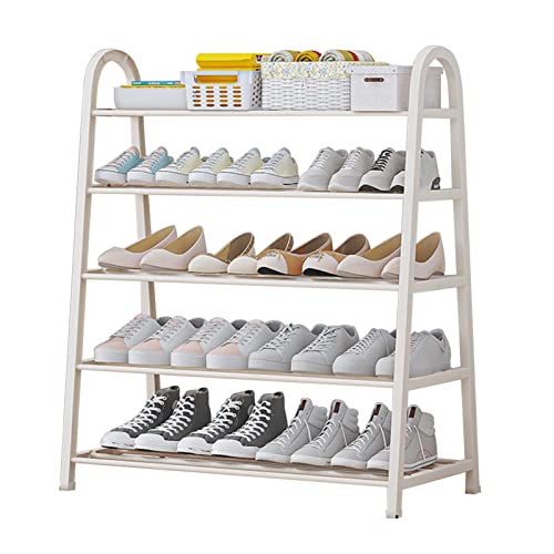 Free Standing 5-Tier Shoe Rack For Closet 15-20 Pairs Metal Shoe Organizer Easy Assembly Shoe Boxes Sturdy Shoe Shelf For Entryway, Garage, Bedro