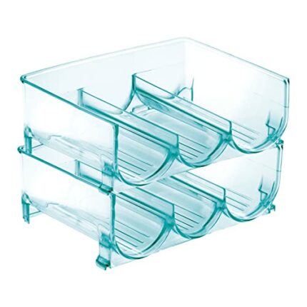 mDesign Set of 2 Bottle Holder Shelves — Water Bottle Holder for up to 3 Bottles — Ideal for Use as a Wine Rack — Sea Blue