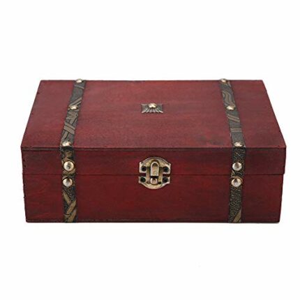 Vintage Wooden Jewelry Storage Box Retro Antique Handmade Box with Mini Metal Lock Living Goods Organizer Gift Case for Storing Jewelry Treasure