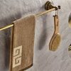 HIGOH Towel Racks, Towel Rail for Bathroom,Retro Style Antique Brass Wall Mounted Bathroom Single Bar Rack Towel Rails Holder