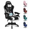 ELFORDSON Gaming Chair with Massage Lumbar Support Footrest, Computer Office Chairs High Back 150° Reclining, Gamer Chairs for Kids Adults, Cyan