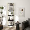 Axeman 5-Tier Ladder Bookcase, Tall Narrow Bookshelf for Small Spaces, Modern Book Storage Organizer Case Open Shelves for Bedroom, Living Room,