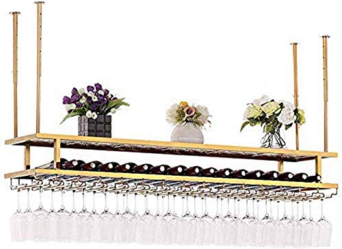 EYLINK Wine Racks,Wine Lovers/Household Wine Shelf Cup Holder- Adjustable Height Ceiling Wine Rack Hanging Wine Bottle Holder Wine Glass Rack Gob