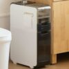 Bathroom Floor Cabinet Storage, 4-Tier Slim Toilet Paper Storage Cabinet with Clear Drawers and Casters, Large Capacity Narrow Vertical Dresser T