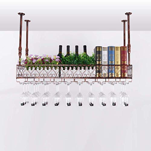 PIBM Stylish Simplicity Wine Rack Wine Rack Adjustable Height, Ceiling Mounted Hanging Wine Bottle Holder Metal Iron Wine Glass Holder High Cup H