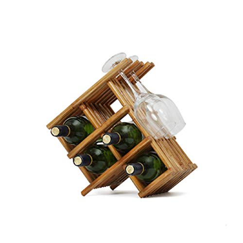 Yalych Wood Wine Rack - Wine Rack/Cellar/Storage- Free Standing, No Assembly Required,able Top Wine Bottle Storage Slots for 5 Bottles 3Wine Glas