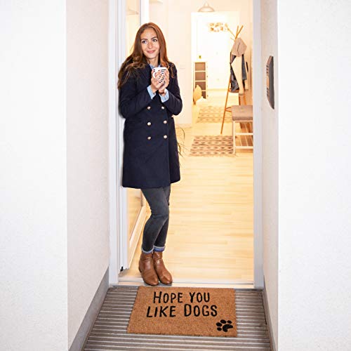 Relaxdays Doormat with Slogan, Hope You Like Dogs, Animal Theme, Coconut Fibres, Outdoors, Indoors, Welcome Mat 40x60cm, Natural, Coir, Standard