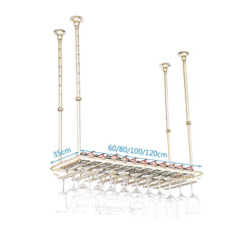 EMISOO Wine Rack Wall Mounted - Ceiling Wine Bottle Rack,Vintage Style Iron Hanging Wine Glass Holder Bar Accessories Shelving for Restaurant or