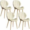 dining chair Kitchen Dining Room Furniture Chairs Leather Dining Chairs Kitchen Chairs Set Of 4 Iron Non-Slip Feet Suitable Makeup Chair Rest Off