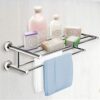 Bathroom Towel Rack, Stainless Steel Towel Holder Wall Mounted, Towel Rail with 2 Shelves, Towel Stands for Bathroom, Kitchen 60Cm