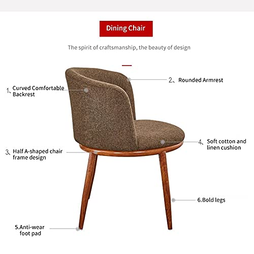 N/A Dining Room Chairs Nordic Style Dining Table With Chairs Set Furniture Cotton Linen Solid Wood Hotel Kitchen Restaurant Stool (Color : Orange