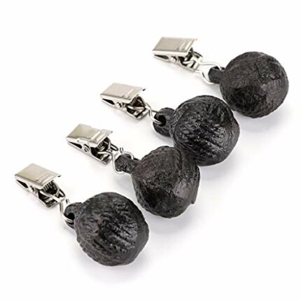 OwnMy Set of 4 Tablecloth Weights Clip on, Pendant Tablecloth Weights Kit with Cast Iron Round Ball, Cloth Weights Clip for Outdoor Garden Party