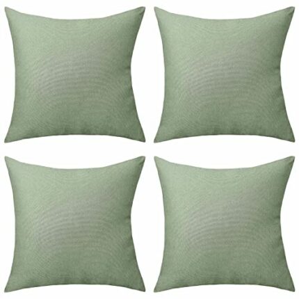 Home Brilliant Sage Green Cushion Covers 45 x 45 for Garden Furniture, Decorative Outdoor Cushions Covers Waterproof, 18x18 inches, Pack of 4, Sa