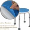 Bath Stools,Shower Stool Round Shower Stool for Bathroom - Height Adjustable | Facilitated Aluminum Alloy Bathroom Chair (Blue)