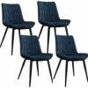 dining chair Kitchen Dining Room Furniture Chairs Set Of 4 Dining Chairs Kitchen Chair Modern Frosted Leather Metal Non-Slip Feet For Suitable Si