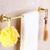 Bathroom Gold Towel Rack European Style All Copper Bathroom Single Rod Bath Towel Rack Towel Bar Drawing Process Tower Hanger/70Cm
