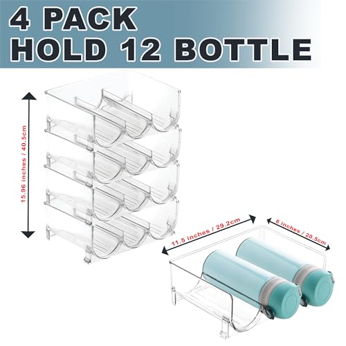 4 Pack Water Bottle Organizer Holder for Cup, Wine & Tumbler Stackable Water Bottle Organizer Cabinet Storage & Kitchen Pantry Water Bottle Stora
