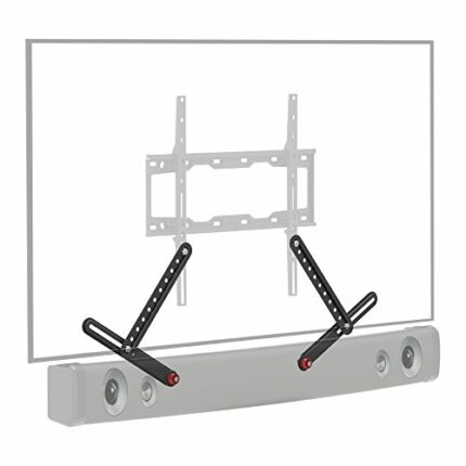 Barkan E820.B Universal Soundbar Mount, Adjustable Bracket for Mounting Above or Under the TV, Sizes 13-80 inch, Fits Most of Sound Bars Up to 6.