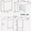Mobile Folding Dining Table, Wood Drop Leaf Table, Space Saving Multi-use Table with Wheels, for Small Space Dining Room Kitchen,120 * 80 * 73cm